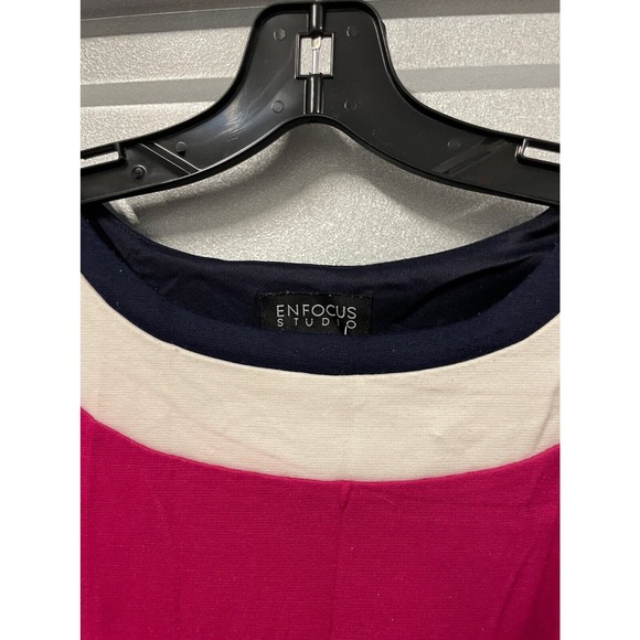Enfocus Colorblock Shift Dress Womens 14 Sleeveless Navy Magenta Ivory - Picture 2 of 6